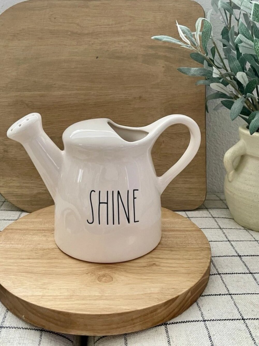 SALE! NWOT RAE DUNN Water Ceramic Watering Can SHINE (~ 6.5” H x ~5.75” d) - Picture 6 of 6